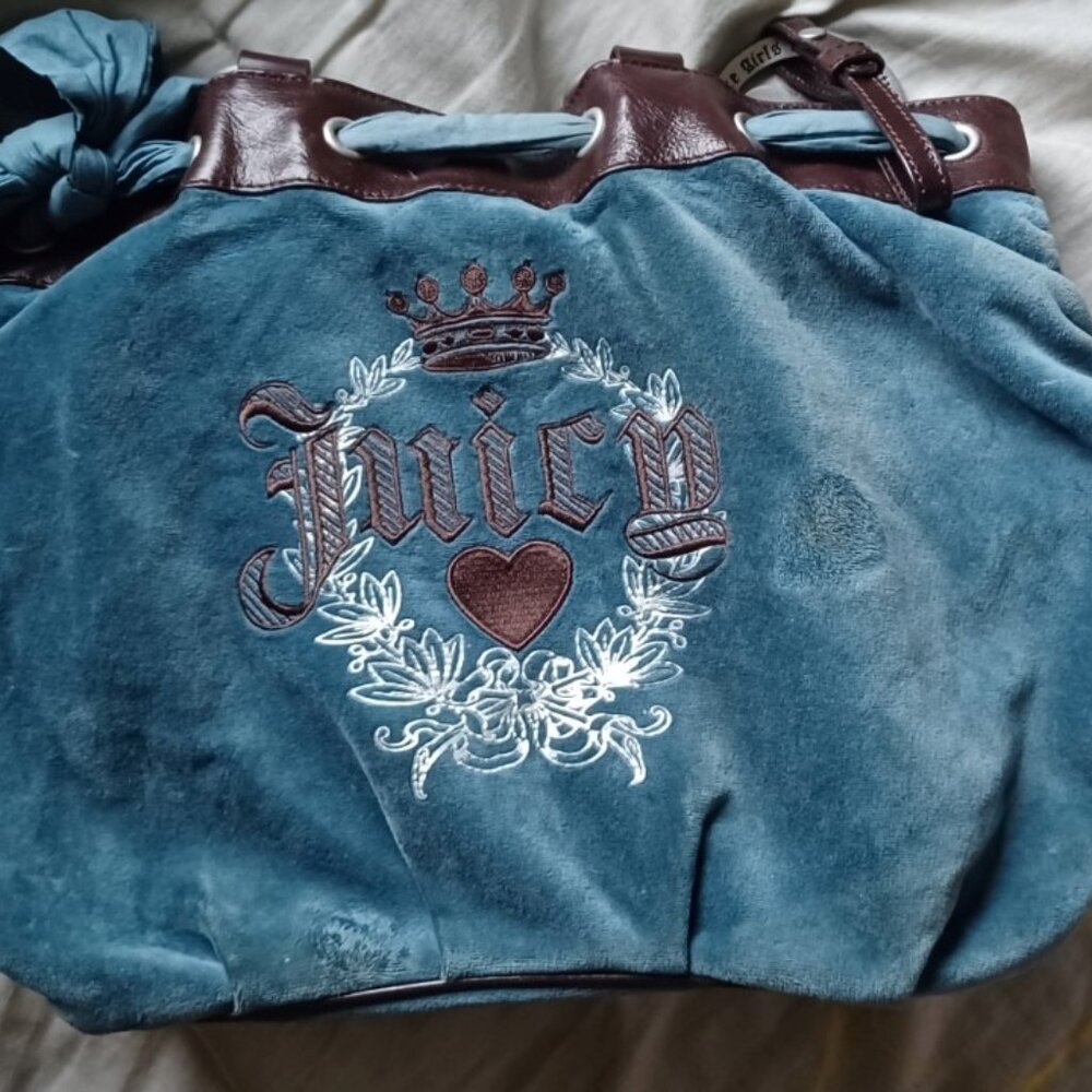 Juicy Couture Blue Velour Handbag Purse